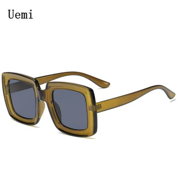 Moda Kvadratnih Ženske Vintage sončna Očala Prevelik Okvir Retro Šampanjec Leopard Očala Moških Odtenki UV400 Očala za Sonce na Debelo