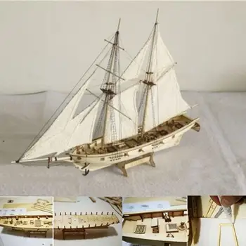 1 Nastavite Montaža Gradnjo Kompleti Ladje Model Leseno Jadrnico Igrače Jadranje Model Sestavljeni Leseni Kit DIY Lesa Obrti