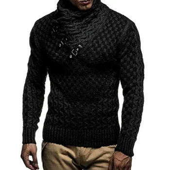 2021 blagovne znamke Evropski in Ameriški modni trend moški pulover pleten pulover moda visoko vratu slim fit pulover