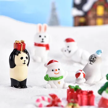 3Pcs Miniaturni Božič Santa Claus Snežaka, Živalske Figurice Pravljice, Vrtni Okraski Lutke Doma Okrasni Dodatki