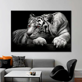 Kul Črno Beli Tiger Platna Slike Fotografij Živali Estetske Moderne Osebno Stenske Plakate, Slike, Dnevna Soba Dekoracijo