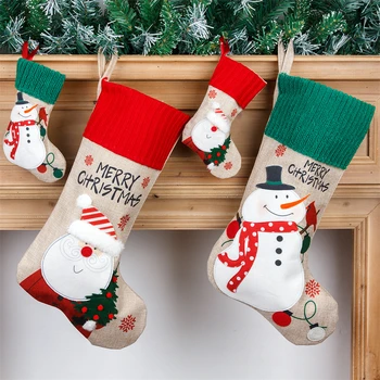 Naselitve božič Darilo Candy Torbe Santa Claus Jelena Nogavice Ornament Noel Božično Dekoracijo za Dom 2022 Novo Leto Darilo Vrečko