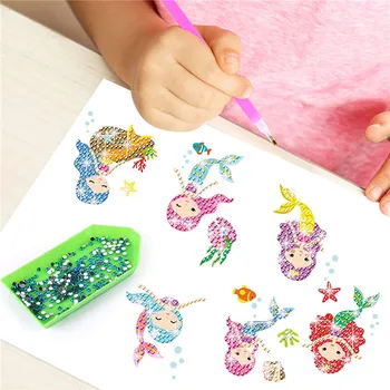 5D DIY Diamond Barvanje Nalepke Kompleti za Otroke morska deklica Princesa Vzorec Mozaika Nalepke Kristalno Barvo S Številko Za Odrasle Začetnike
