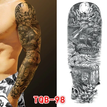 Big Roko Rokav Tatoo Lev, Tiger Nepremočljiva Začasni Tattoo Nalepke Plamen Warrior Man Sova Tatoo Orientalskega Zmaja, Body Art Ženske