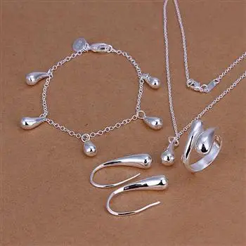 Tovarniško ceno vrh kakovosti nakit N925 ožigosan silver plated spusti nakit sklopov ogrlica, zapestnica bangle uhan obroč SMTS223
