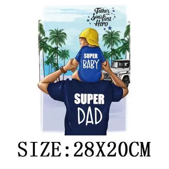 Super Baby&Super Oče Obliži Železa Na prenos Toplote Za Oblačila T-shirt Hoodies Trakovi Nalepke Na Oblačilih Aplicirano Opremo