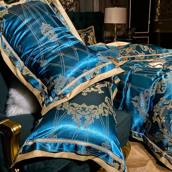 Luksuzni Evropski Stil Svilnato Mehka Posteljnina Nabor Saten Jacquardske Bombaž Kraljica Kralj Rjuhe Kritje Posteljo Stanja Pillowcases tekstil Doma