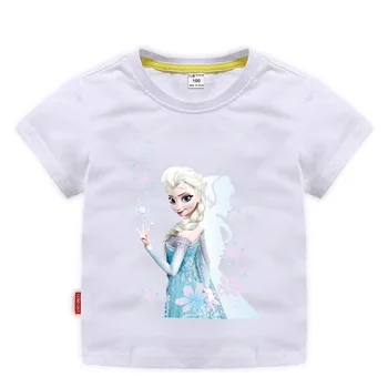 13 Barve, Bombaž, Zamrznjeno Otrok Dekleta Fant Baby Poletje Kratki Rokavi T-shirt Srčkan Priložnostno otroška Oblačila