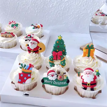 2021 Vesel Božič Cupcake Toppers Majhne Smolo Santa Claus Snežaka, Pokrivalo Za Torto Dekoracijo Festival Stranka Božič Torta Dekor