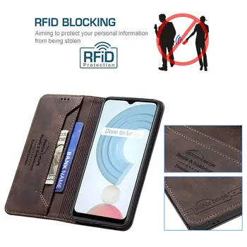 Realme C21 C15 C25 S 2021 Knjige v Primeru Usnje RFID Blok 360 Zaščito Denarnice Funda za NASPROTNEGA Realmi C25S C20 C 21 15 25 S Flip Pokrov