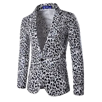 Vrhunska 2021 pomlad jesen tanke Priložnostne gospod Sam Gumb, Leopard tiskanja suknjič poročno obleko kostume Jopiči za moške