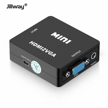Jillway HDMI na VGA VGA HDMI 1080Pcompatible video polje avdio pretvornik je primeren za prenosni računalnik monitor projektor TV