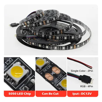 Črna PCB LED Trak 5050 DC12V Ne Nepremočljiva / Nepremočljiva 60LED/m RGB / bela / Topla Bela Prilagodljivo Luči LED Trakovi.