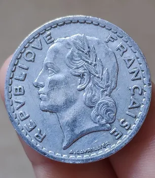 Francoski 5 Frankov 31mm Kovancev Eu Edition Evropi Realno Prvotno Uporabljali Kovanec Stare Naključno Leto