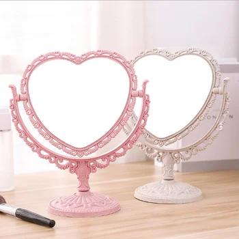 Dvojno Stransko Ogledalo Ličila Srčkan Srca v Obliki Kozmetično Ogledalo Kompakten Ogledalo za Ženske Doma Spalnica Namizje Make Up Ogledalo