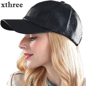 Xthree moda Baseball Kapa s šcitnikom ženske sodijo umetno Usnje skp hip hop vrnitev žoge Klobuki Za moške pozimi klobuk za ženske