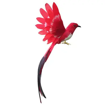 Umetni Ptičje Perje Plastične Figurice Krajine Ornament Vrt Dekor Božič DIY Halloween - #3(Rdeč rep), 28 * 5 * 3 cm