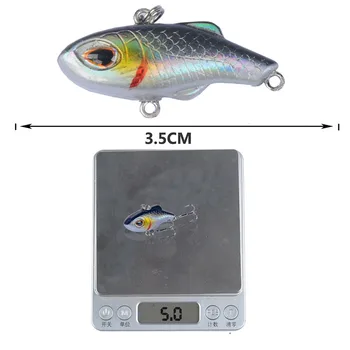10# S Kavljem 3D Simulacija Oči 9Colors 3,5 cm/5g Umetno Sequins VIB Sea Fishing Lure Plastičnih Težko Vabe Wobbler Bionic Vabe