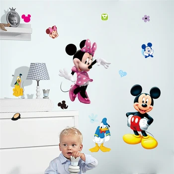 Lep Minnie Mickey Mouse, Donald Duck Stenske Nalepke Za Otroke, Soba Dekoracijo Doma Cartoon Živali Zidana Umetnosti Anime Filmski Plakat