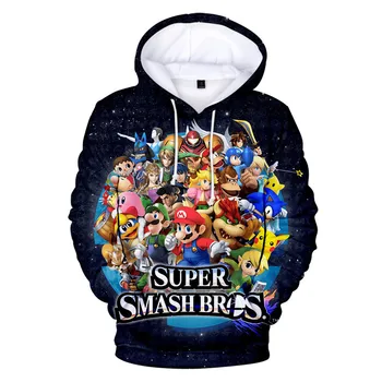 3 Do 14 Let Otroci Hoodies Super Smash Bros. Ultimate 3D Tiskanja Hoodie Majica Moški/Ženske, Risanka Jakno Plašč Teen Oblačila