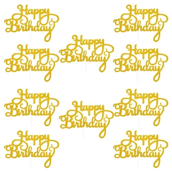 10pcs Bling Bleščice Happy Birthday Cake Pokrivalo Iskrico Sladica Cupcake Pokrivalo Zastav za Otroke Rojstni dan Obletnica Stranka Dobave