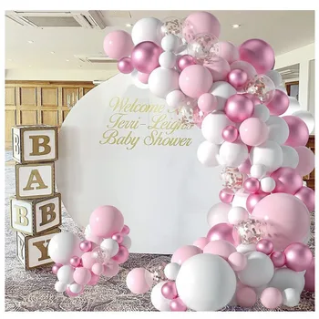111 Paket Pink Balon Komplet Baby Dekleta Rojstni dan Dekoracije, naredi sam, Latex Balon Arch Garland za svate Prvi Rojstni dan Dekor