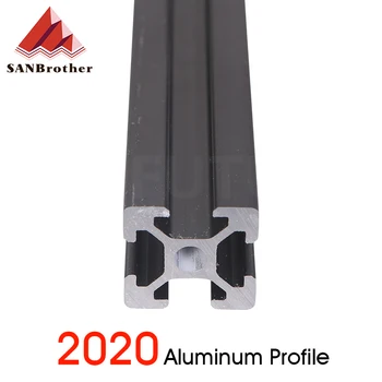 1PC BLACK 2020 Evropski Standard Eloksiran Aluminij Profil Ekstrudiranje 100mm - 800mm, Dolžina Linearni Železniškega 500mm za CNC 3D Tiskalnik
