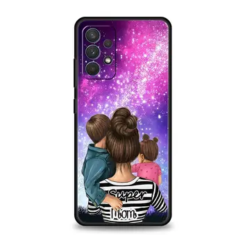 Baby Girl Boy Super Mama Primeru Telefon za Samsung Galaxy A12 A21s A51 A71 4G A31 A41 A32 A02s A11 A72 A52 A42 Črni Pokrov