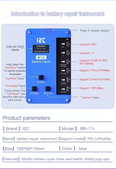 I2C BR-11i Baterije Popraviti Podatkov Korektor za iPhone 11-12 Pro Max pop up okno napake Zdravje Warnning Cikel Število Modifcation