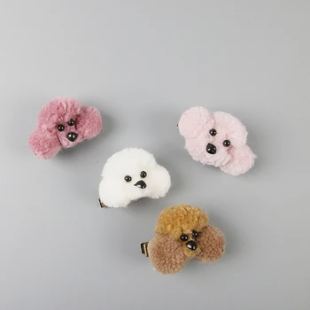 Priljubljena Srčkan sponke za Lase Baby Lase Vrv Ustvarjalne Dekleta 1PC Plišastih 3D Vroče Prodajo Psa Oblikovan Risanka korejski Dodatki za Lase