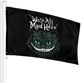 Črna Cheshire Alice Mačka Je Bilo Vse Jezen Tukaj Wonderland T 100 CottonBanda Visoko Quanlity Vrhovi Lepi Zastavo