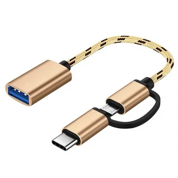 2 v 1, USB 3.0 OTG Kabel za Samsung Najlon Vrvice Micro USB Tip C za Sinhronizacijo Podatkov, Adapter za Huawei za MacBook Tip-C OTG