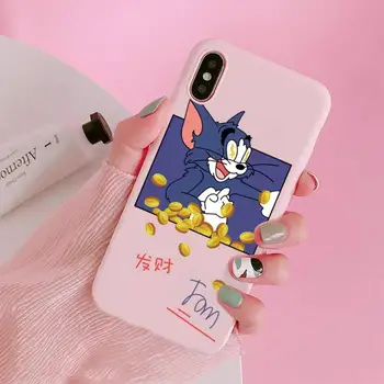 Tom mačka Jerry miške primeru telefon Za iPhone 13 12 mini 11 pro xs max X XR 5 6 7 8 plus tpu roza soft shell zaščitna