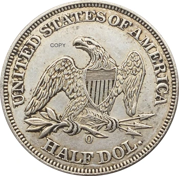 Združene države Amerike ZDA 1861 O ½ Dolar Sedi Svobode Pol Dolarja Cupronickel Silver Plated Spodaj Orel Kopija Kovanca Št Moto