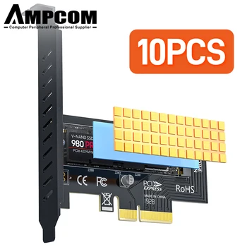 AMPCOM M. 2 NVME SSD za PCIe 4.0 Širitev vmesniško Kartico, X4 x16 Slot, 2280 SSD Heatsink Hlajenje Aluminija ssd pogoni-10pc