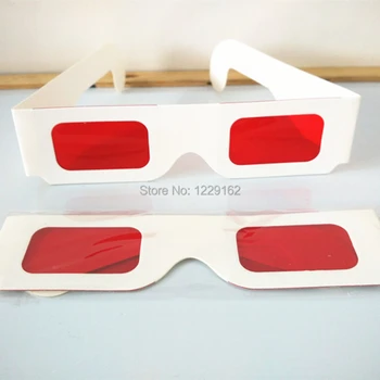 Brezplačna dostava (10pcs/veliko) reciklirano Bela Knjiga 3D Očala, Papir, Okvir, Rdeča/Red Rdeča/Modra objektiv 3d Dekoder Očala za Promocijo