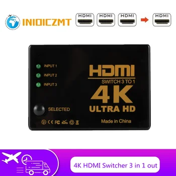 INIOICZMT HDMI Switch 4K Preklopnik 3 v 1 izhod HD 1080P Video Kabel Razdelilnik 1x3 Hub Adapter Pretvornik za PS4/3 TV Box PC HDTV