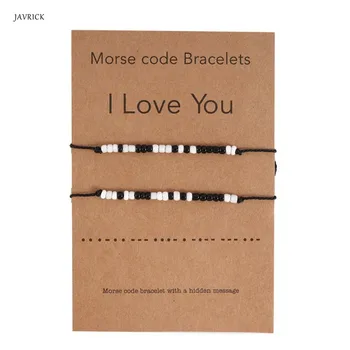 2Pcs Ljubim Prijateljstvo Morse Code Poslastica Beaded Zapestnica s Skrivno Sporočilo za Ženske, Moške Ljubimec Nakit Darila