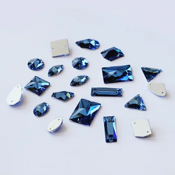 YANRUO 3265 Kozmično Sapphire Kristalno Okrasnih Sew na stekleni Biseri Stekleni Kristali Kamene Šiva Obleko Čevlji