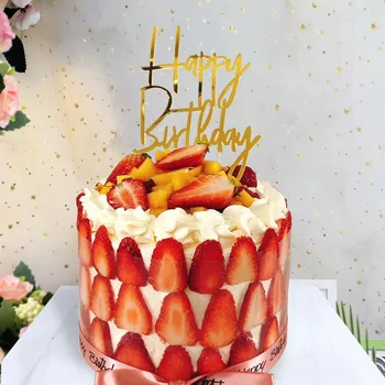 5PC Zlato Flash Akril Torto Pokrivalo Happy Birthday Cake Pokrivalo Za Baby Tuš Rojstni Okraski Cupcake Zastavo Dobave