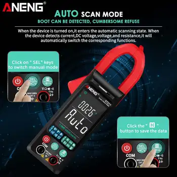 ANENG ST211 Digitalni Objemka-Na Trenutno Multimeter 6000 Šteje True RMS Barvni Zaslon Inteligentni Ročno, Samodejno Objemka Meter