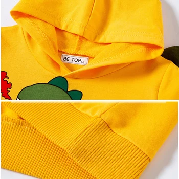 Fantovski pulover s kapuco Baby Spomladi in Jeseni Risanka Dinozaver Bombaž Vrh Otroci Pleteni Pulover Trendy 18 M-7Y otroška Majica