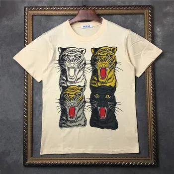 Nova Novost 19ss Moški 4 različne barve leopard T Srajce, T-Shirt Hip Hop Skateboard Street Bombaža T-Srajce Tee Vrh kenye #F17