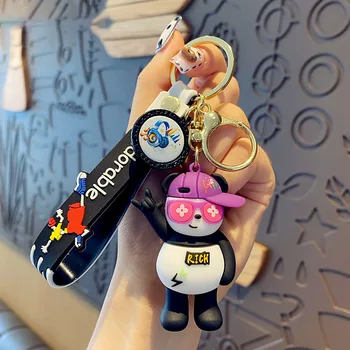 Ustvarjalno, Srčkan Hiphop Glasse Rock Panda Ključnih Verige Avto Šola Vrečko Moda Lutka Ključ Obesek, Vrečke, Nakit, Obesek Keychain Accessorie