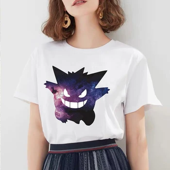 Pokemon Novo Bulbasaur Oblačila Kawaii Anime Sok T-shirt Poletje Ženske Priložnostne Vrh Natisni O-vratu Kratek Rokav Risanke Tees Femme