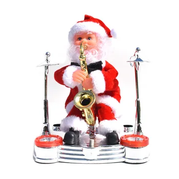 Jingle Bell Rock Santa Animirani Klavir Boben Santa Claus Charistmas Električne Igrače za Otroke BOŽIČ Okraski za Dom Stranka