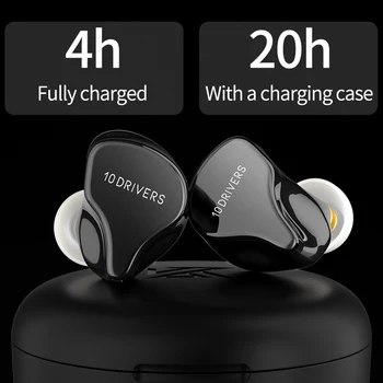 KZ VX10 1DD+4BA Vodilnih Ravni 10-Enota Hibridno Tehnologijo Bluetooth Brezžične Slušalke Slušalka Touch Kontrole Športne Slušalke