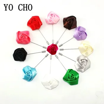 YO CHO Men ' s River Pin Cvet Boutonniere Nastavite Ročno izdelanih Svilenih Rose Corsage Za Moške Obleke Kul Boutonniere Cvetje v Stranko Poroko