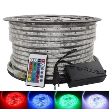 LED Trak 220V Lahka Nepremočljiva RGB LED Trak, Vrvi, Svetilke, Prilagodljivo LED Luči 220 V Prostem Dekoracijo Luči SMD 5050 Lučka