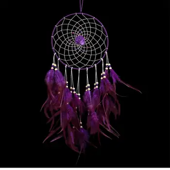 Umetniško Novo modno Darilo Velika Vijolična Dreamcatcher Vetru Zvončki Indijski Stil Cvet Pero Obesek Dream Catcher Darilo Vroče Prodaje